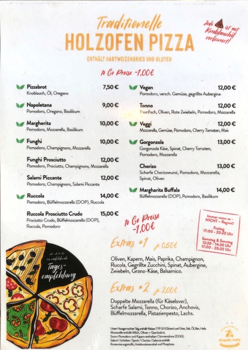 Unsere Pizzakarte